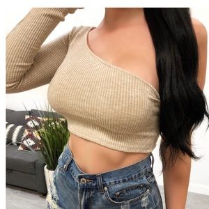 LB Nude one shoulder crop top